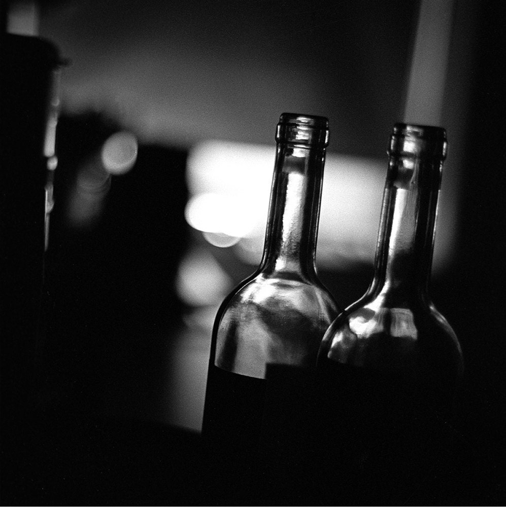 Wine Bottles // Black and White Fine Art Photography // Wall Art // 11x14 GiclÃ©e Print - barefootcitygirl