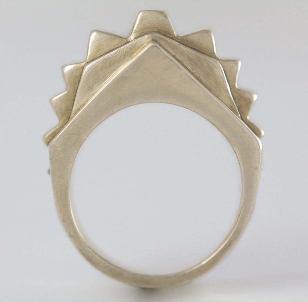 Ziggurat Ring Bronze Hand Carved
