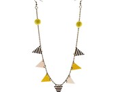 Garland Earring / Stripes and Chartreuse / Triangles