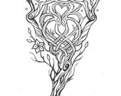Custom Hand Drawn Tattoo Design- Size Medium