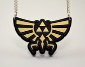 Zelda Hyrule Triforce Necklace -Laser Engraved Hyrule Crest