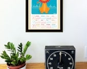SALE 2013 Wall Calendar - Sun Lion Poster Print - Detachable Art Print Calendar