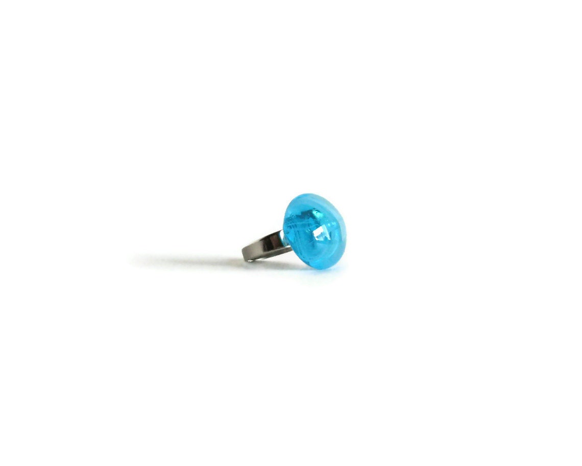 Marbled Sky Blue Gem Adjustable Ring