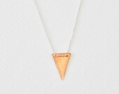 Copper flag - triangle copper & sterling necklace - modern minimal jewelry  gift for her