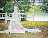 Nursery Crib Crown Canopy Photography Prop PRINCESS PINK Bow Hanging Bed Mosquito Netting SALE