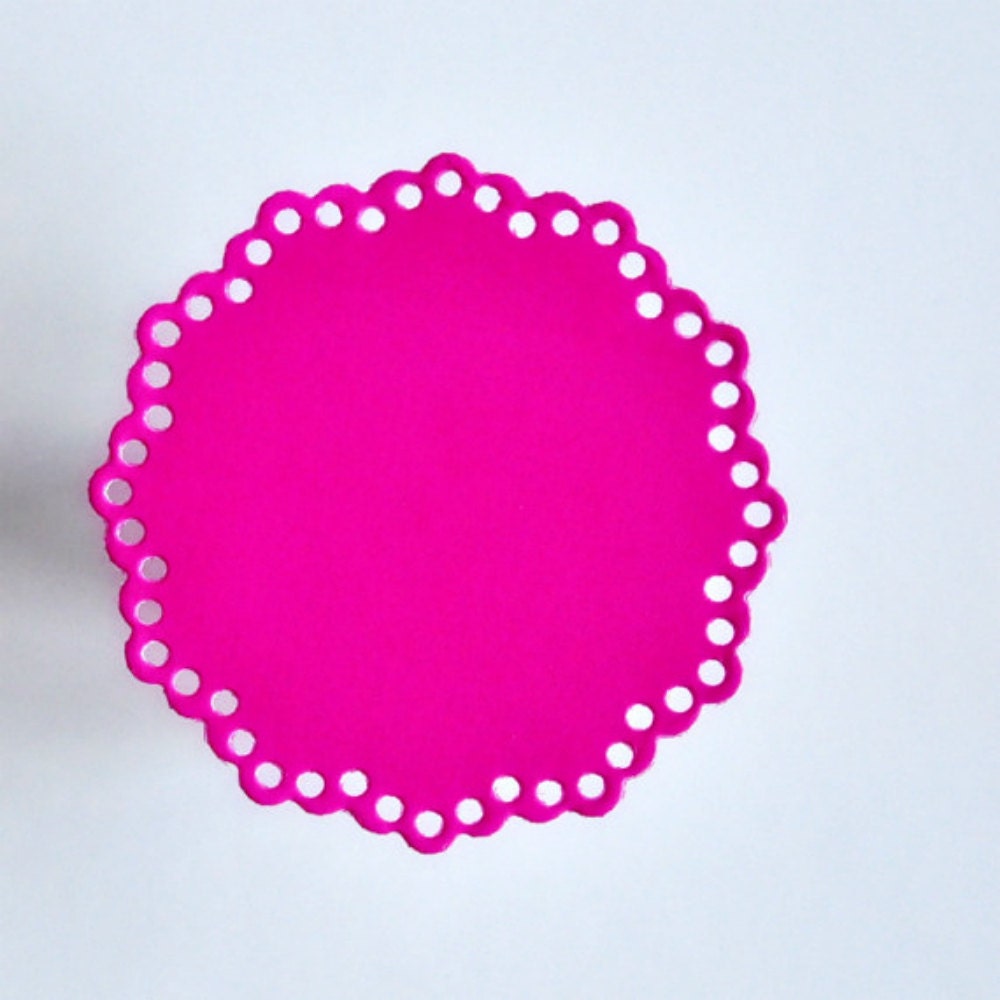 10 Large Paper Doily  Stickers Envelope Seals Hot Pink