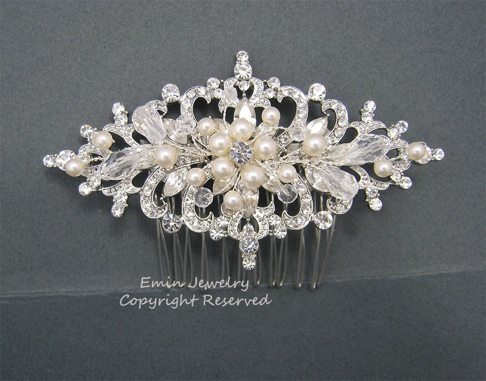 Wedding Hair Accessories, Vintage Bridal Hair Combs, Pearl Rhinestone Crystal Wedding Hair Pieces Fascinator ,pettinino,Haarkamm