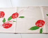 Hand-printed Tomato Vine Organic Cotton Table Runner Medium