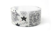 Resin Bangle,  opaque, I love you more than.... chunky bangle. Fashion accessory. graphic bangle.