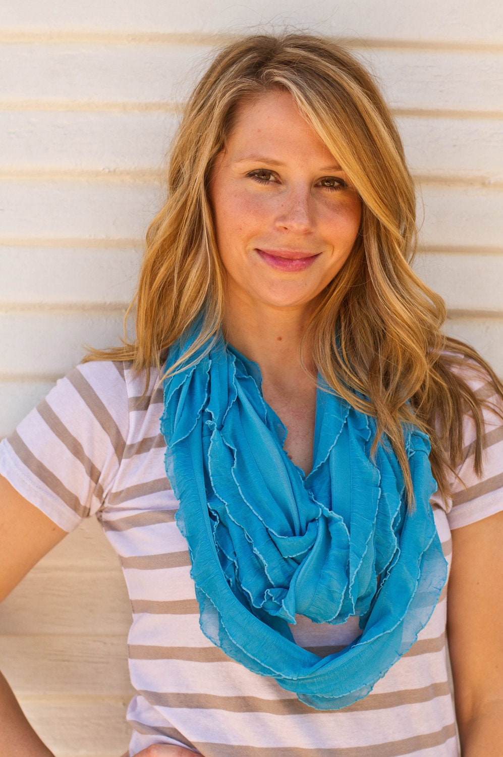 Infinity Ruffle Scarf Turquoise