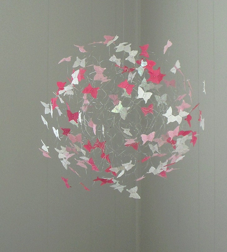 Baby Mobile Pink Nursery Mobile Butterfly Decor Baby Girl Nursery Decor