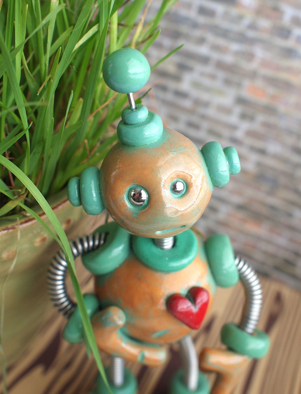 Patina Paxe Garden Robot Sculpture - Geeky Housewarming Gift - Guards House Plants From Evil