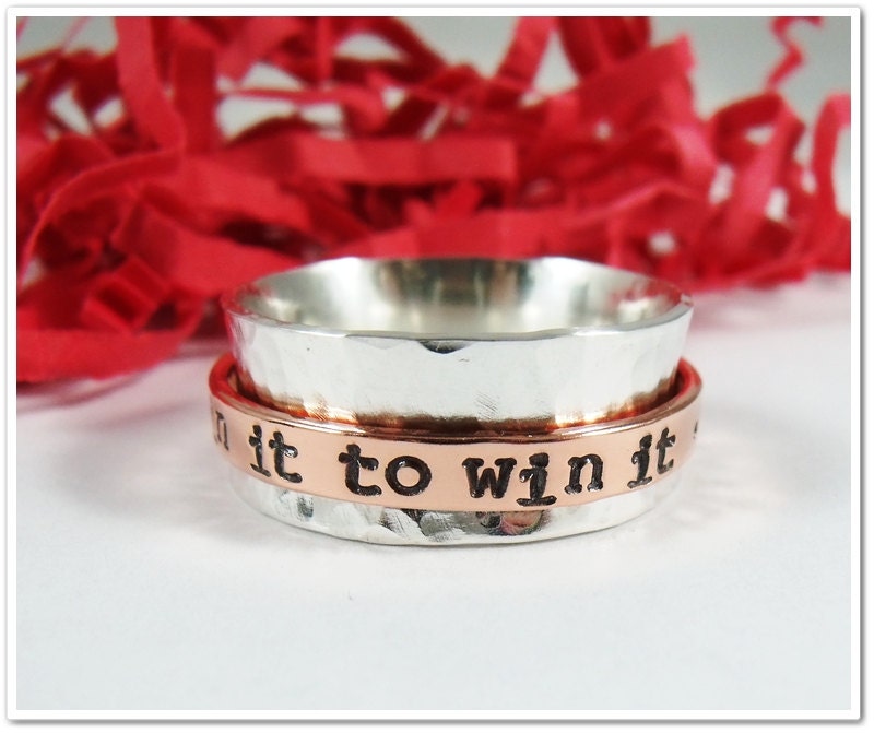SALE -Spinner Ring Worry Ring Personalized Mixed Metal Sterling Silver with Copper Spinner