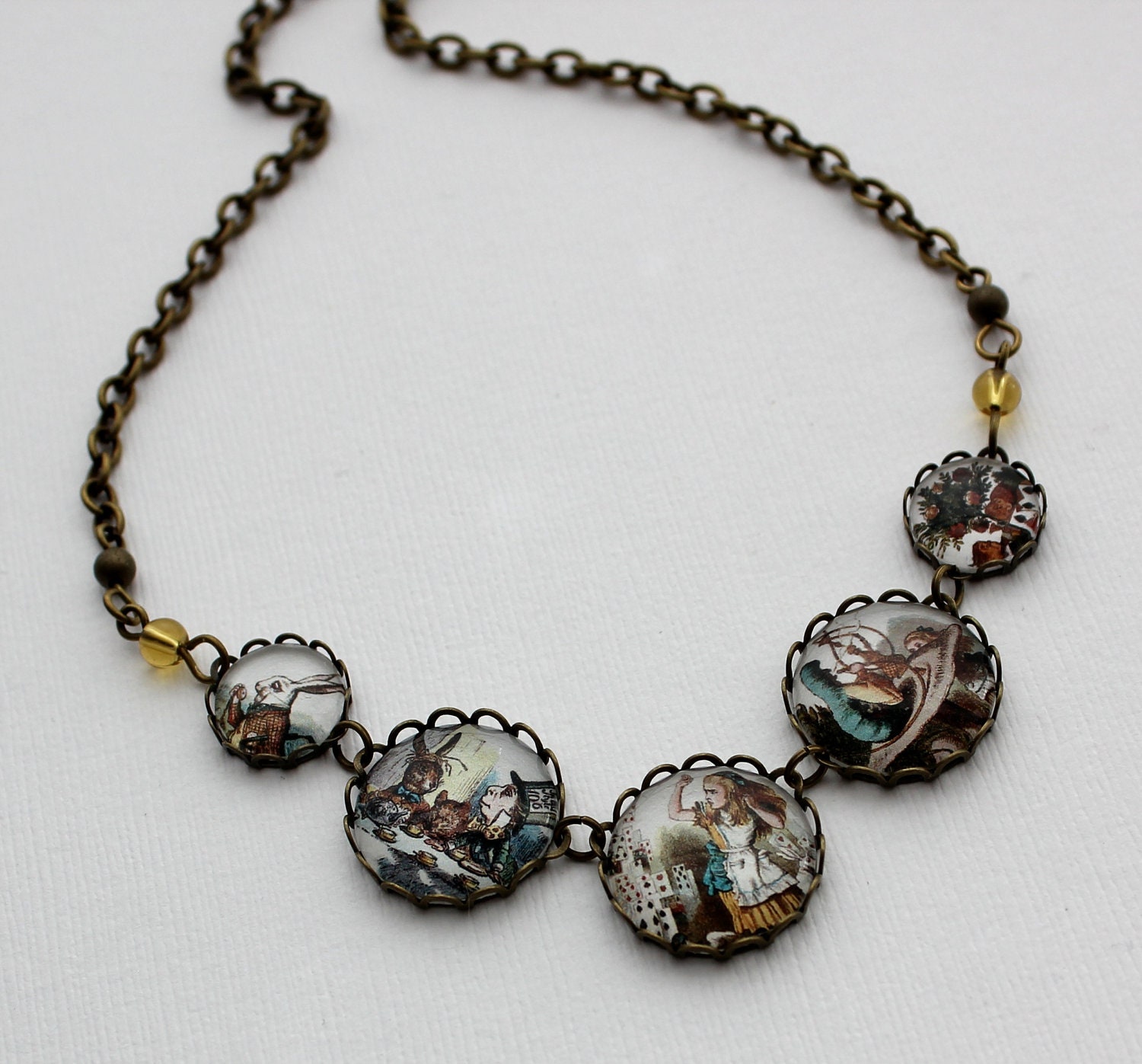 SHOP SALE- Alice in Wonderland Statement Necklace. Gift for her under 40 usd. - Ready to ship