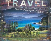Limited Edition - 16 x 20 paper print - The Only Thing - inspirational travel artwork, word art typography poster blue purple