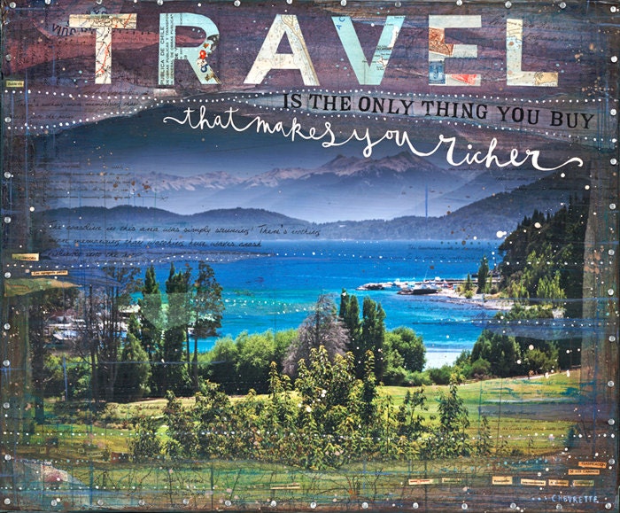 Limited Edition - 16 x 20 paper print - The Only Thing - inspirational travel artwork, word art typography poster blue purple