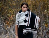 Native American inspired felted scarf, tribal style shawl, OOAK by Parvana