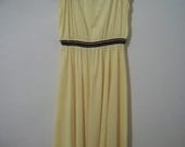 Vintage 70s yellow strappy dress - size medium - FREE shipping