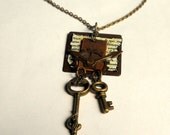 Key Necklace,Clock Necklace,Altered Metal Necklace