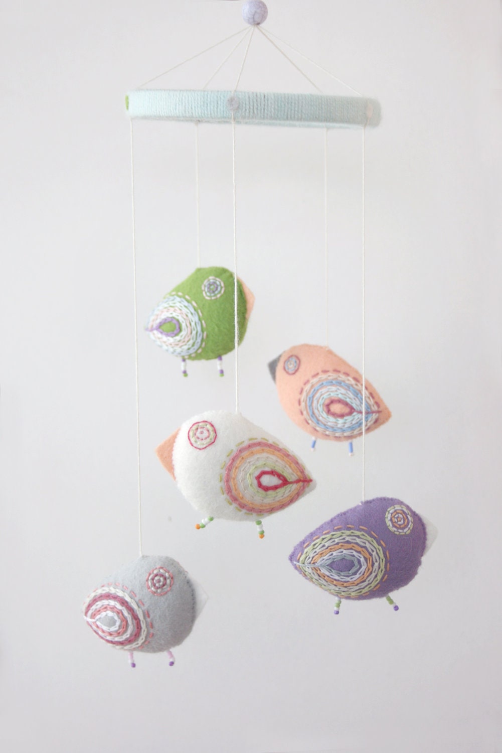 baby mobile pastel birds for nursery