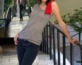 SALE - black white stripped top red shoulder bow holiday summer spring