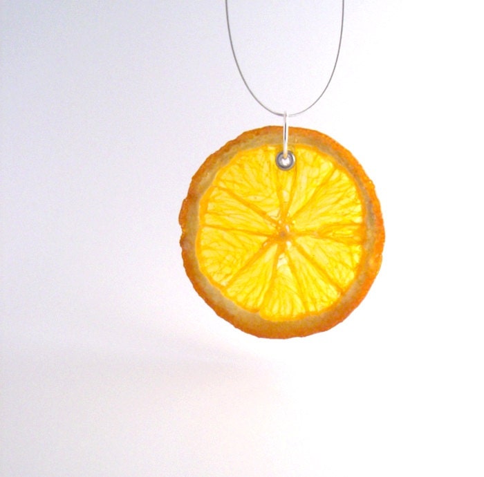 Real Orange Slice Necklace - Real Fruit Jewelry - Fruit Jewelry