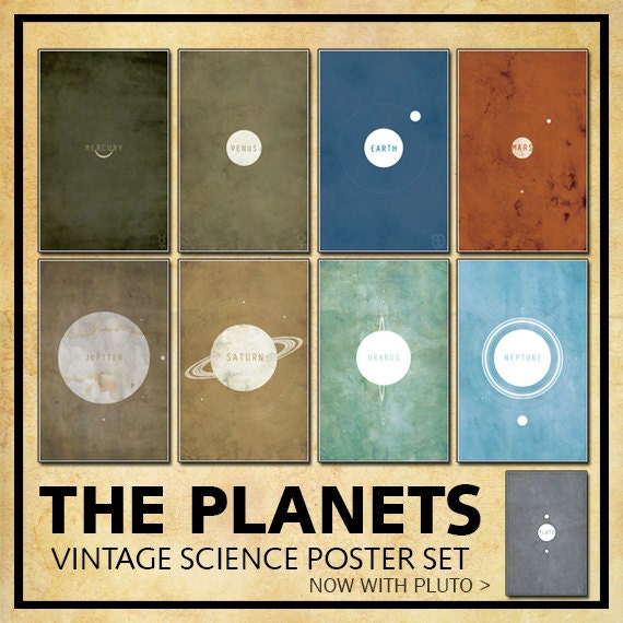 The Vintage Solar System // Full Solar System Set // 9-11x17 Vintage Textured Planetary Prints