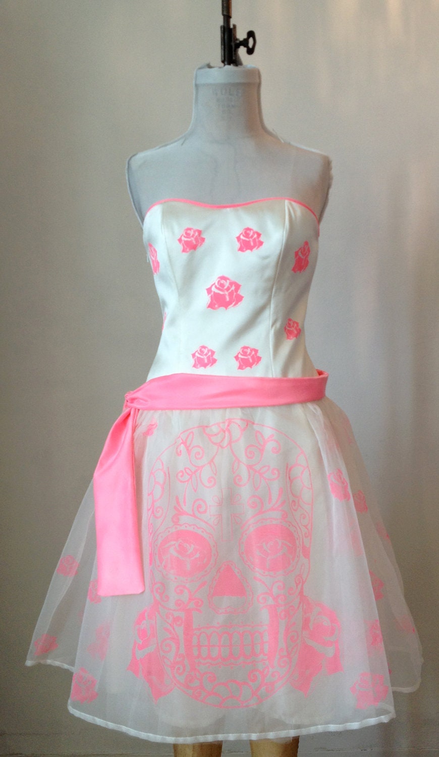 Ivory and Pink Wedding dress