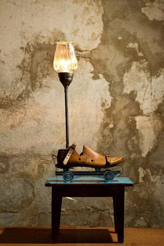 Table Lamp Upcycled Vintage Roller Skates Lamp