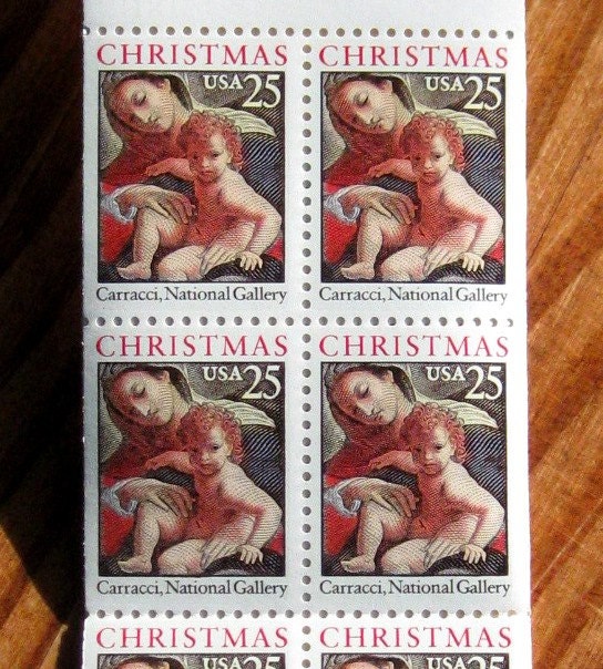 Vintage 1989 Christmas stamp booklet: Carracci artwork, mint condition