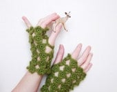 Fluffy and Soft Gloves, Crochet Fingerless, Tiny Small Flowers,  MADE to ORDER, You Choose COLOR