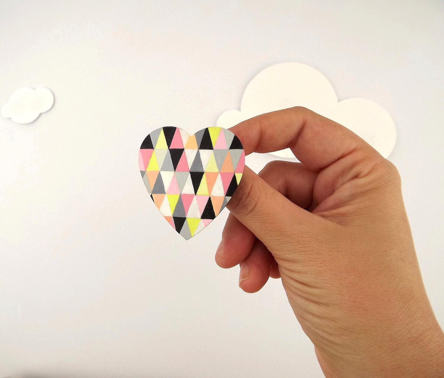 Heart Brooch Geometric