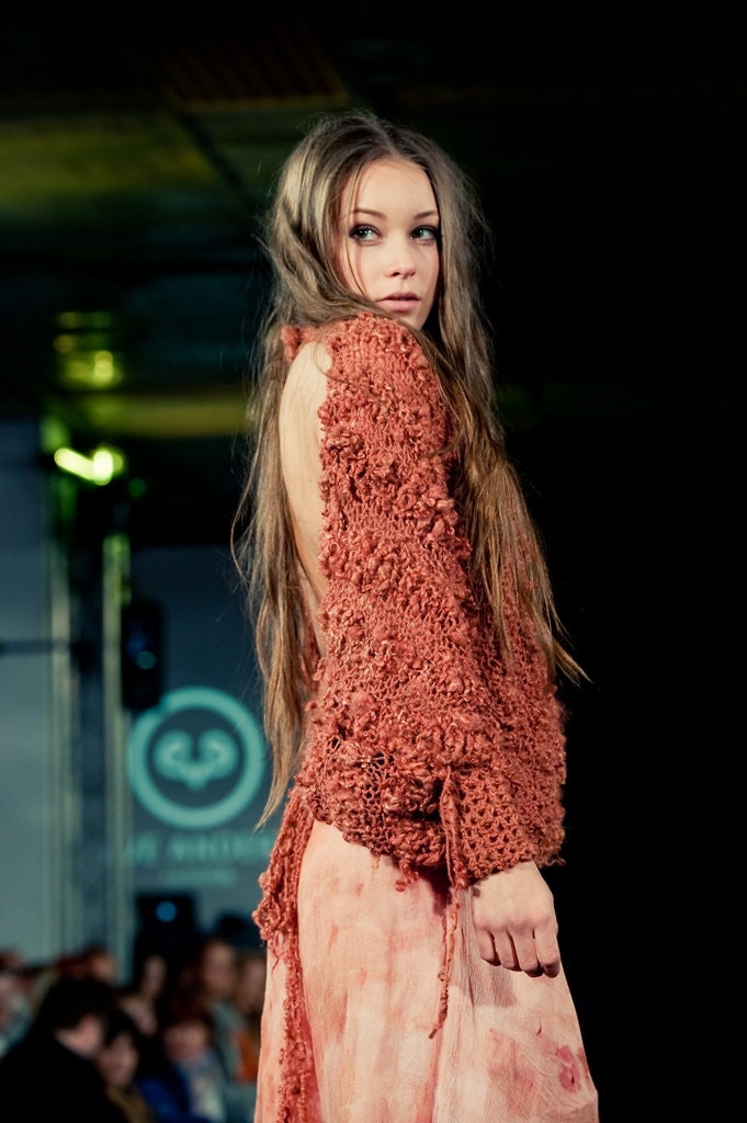 Eco fashion Magestic Auburn buttonless cardigan with wool locks