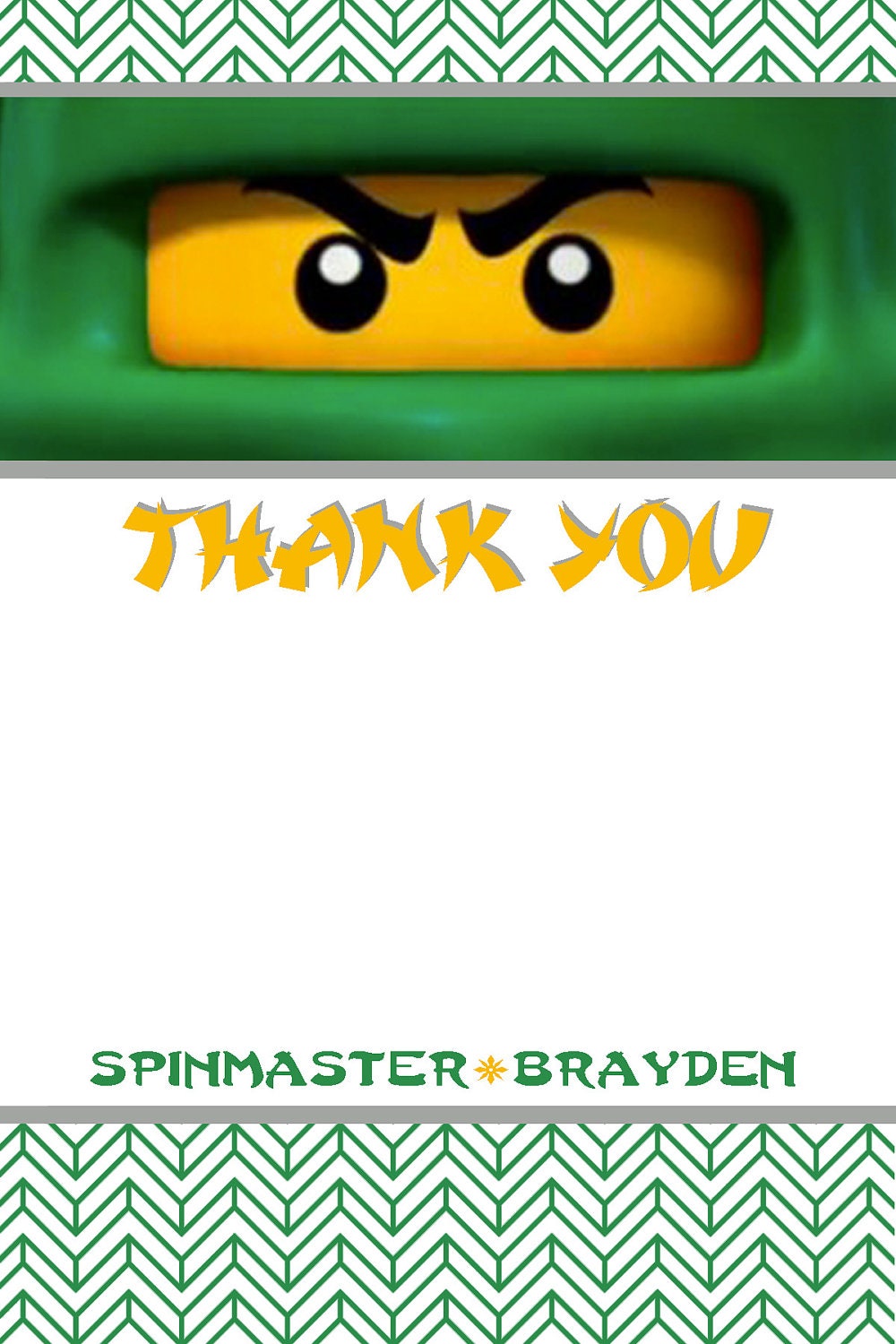 Custom Ninja Thank You Cards - Ninja Party - Party Supplies