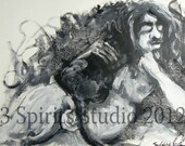 Original Abstract Figure Painted Sketch - "A Cat's Whisper"
