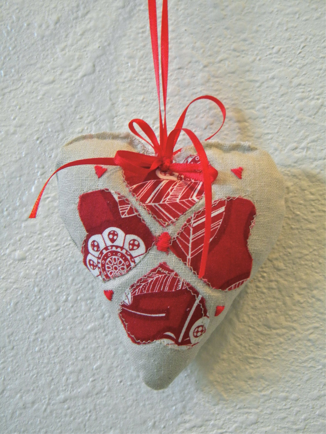 Folk Art Heart Shaped Ornament