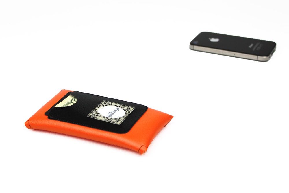 iPhone 5 Vegan Wallet - Orange and Black - SF Giants World Series Champions Inspired -  Birdbags "Birds Nest"