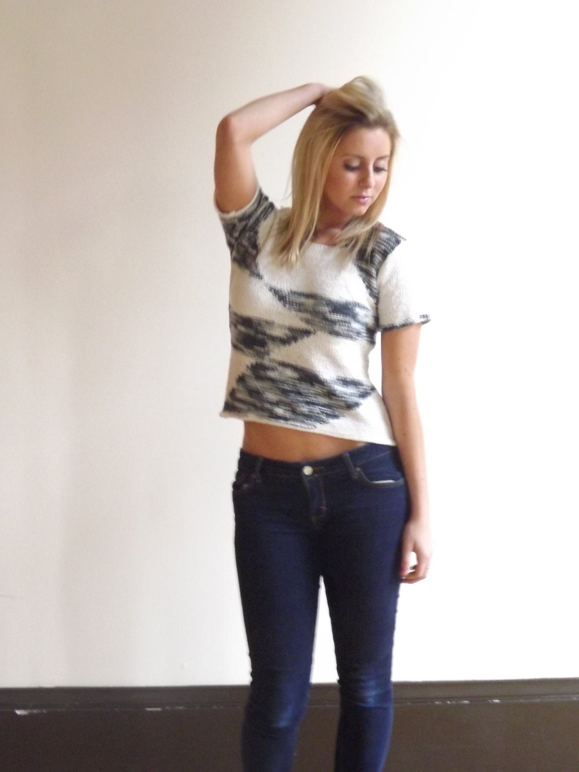 vintage crop blouse , grunge shirt , 90s grunge, cute crop top