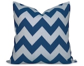 Marine Blue Chevron Pillow Cover from Designer Jonathan Adler - Lumbar and Square Sizes