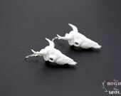 White Bison Skull Earrings, buffalo skull earrings, animal skull jewelry, modern earrings, trophy skull, bison head, buffalo head