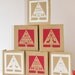 Scandanavian style Christmas cards, set of six - screen printed, red and white, modern funky,
