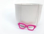 Hot Pink  Glasses Necklace - Acrylic Laser Cut  Pendent