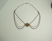 The "Jane Bennet" - Vintage Gold Flower & Pearl Collar Necklace - Simple, Delicate, Dainty Gold Necklace