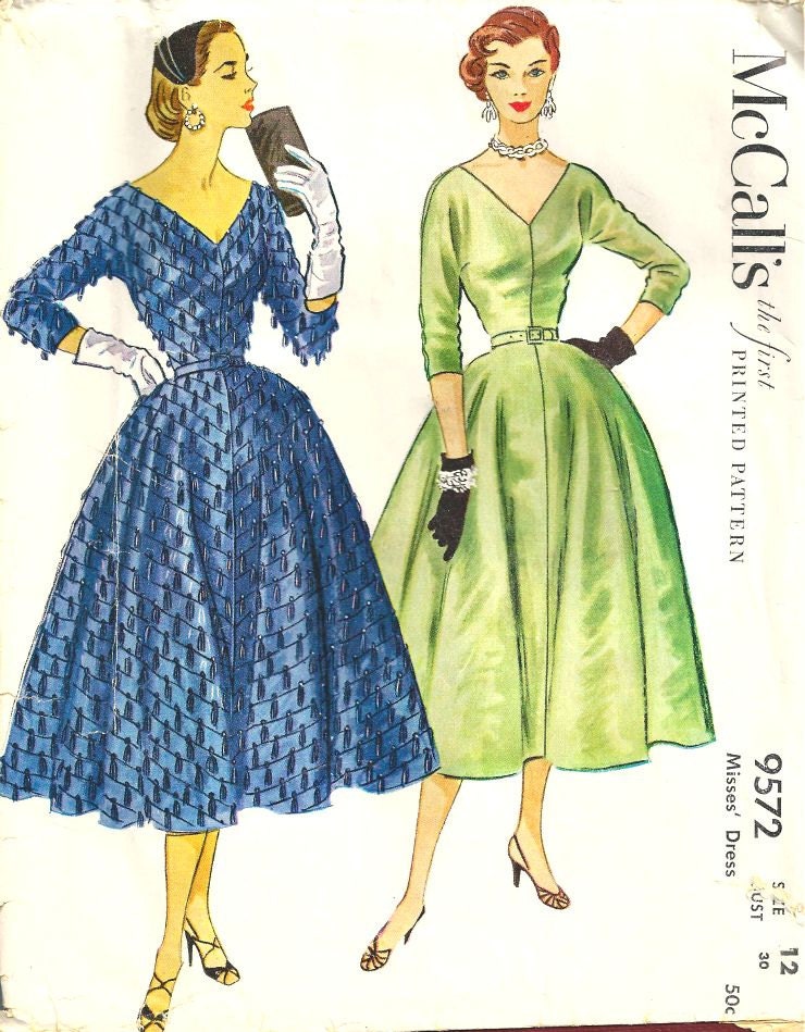 McCalls Dress Pattern 9572 Vintage size 12 FREE SHIPPING
