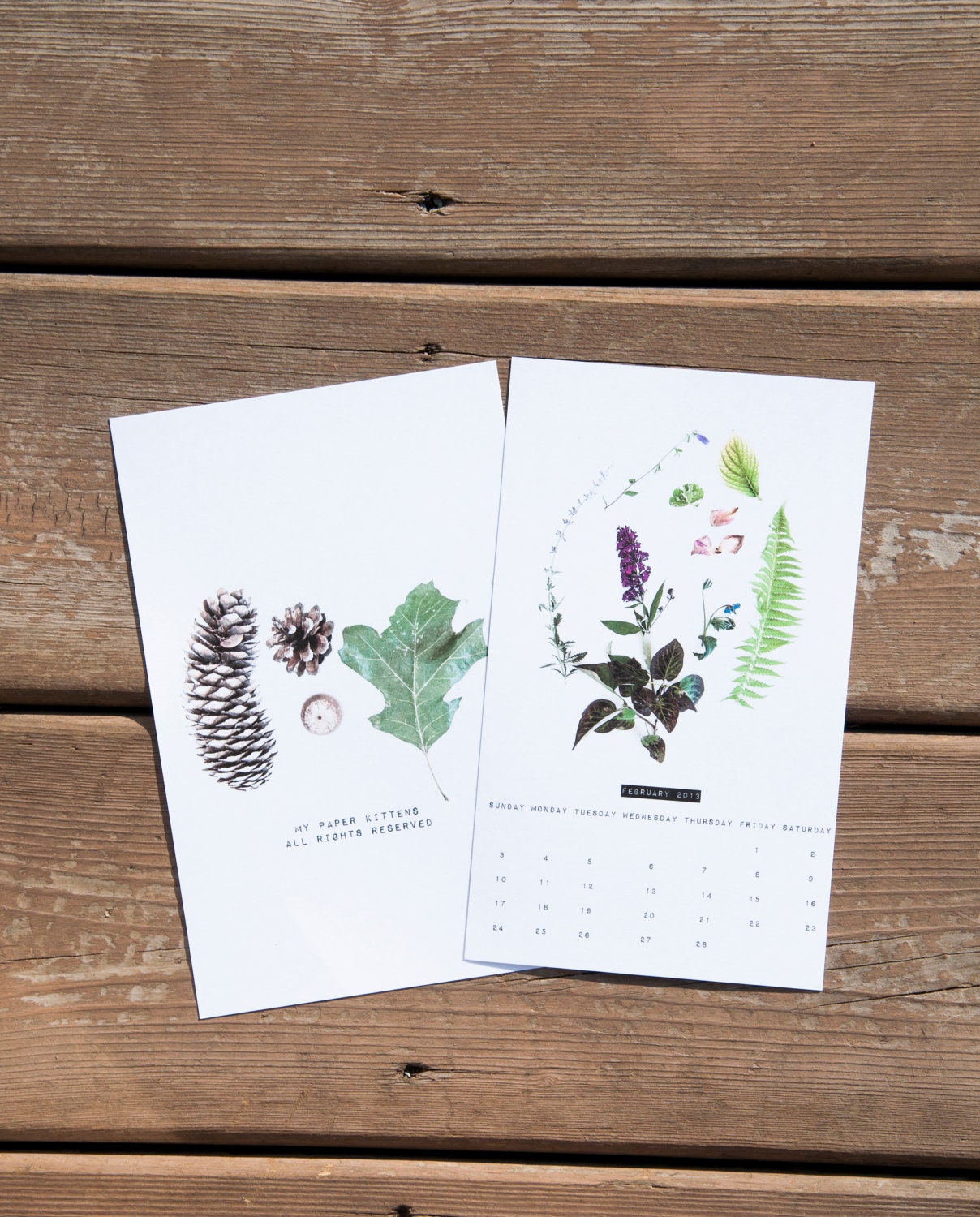 2013 Desk Calendar Nature Calendar Woodland Florals