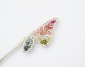 Multicolor Watermelon Tourmaline Hair Stick Butterfly Japanese Kanzashi