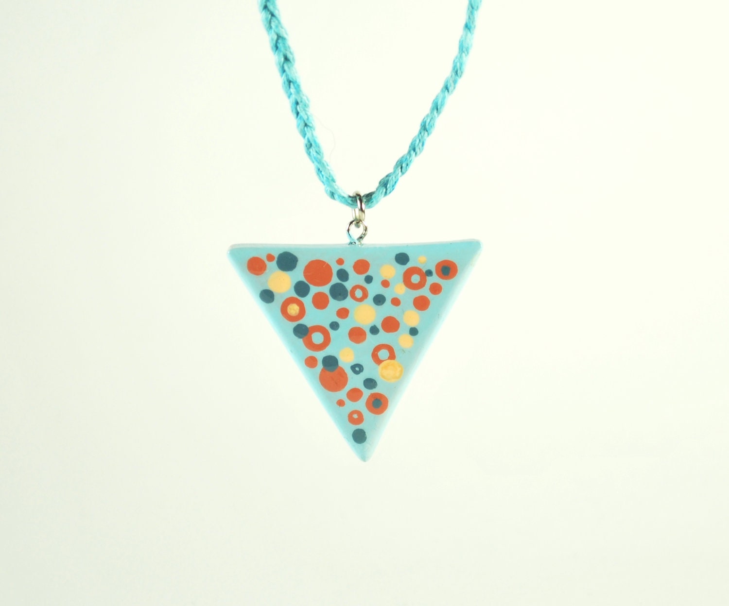 Geometric Pendant Necklace, Handpainted, Blue, Aqua, Foxy, Casual, Gift Idea - MagicTwirl Geometric Pendant Necklace, Handpainted, Blue, Aqua, Foxy, Casual, Gift Idea - MagicTwirl