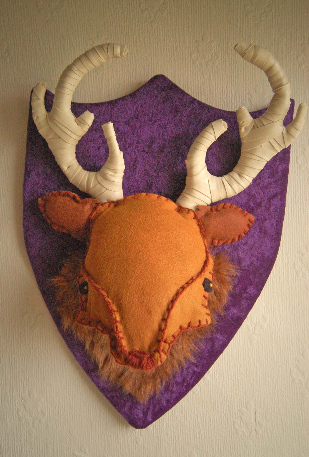 Large 'The Stag' Deer Faux Taxidermy felt plushie Wall mounted head