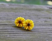 Sunflower Earrings - Autumn - Fall - Yellow and Brown - Gifts Under 25