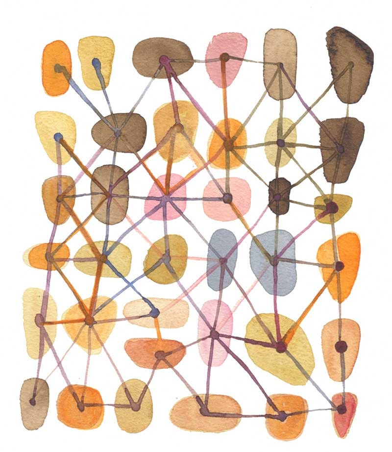 Sweet connections - Featured in West Elm - Reproduction from original watercolor painting A4 print orange pink springtime